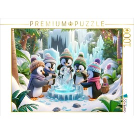 CALVENDO Puzzle Ice Art in The Jungle: Penguins as ice sculptors | 1000 Pieces Size 25" x 19"