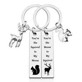 Couple Keychain Gift for Boyfriend Girlfriend Squirrel Moose Keyring Set Gift for Couple Husband Wife Friendship Gifts for Girls Boys Valentine's Gift Anniversary Birthday Gift for Him Her Jewelry