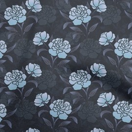 oneOone Velvet Navy Blue Fabric Dotted Floral Sewing Fabric by The Yard Printed DIY Clothing Sewing Supplies 58 Inch Wide