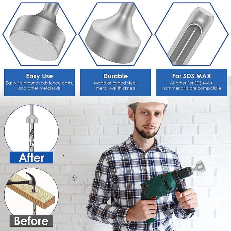 Nagoyuki 1 Piece SDS-Plus T-Post Ground Rod Driver Drill Bit