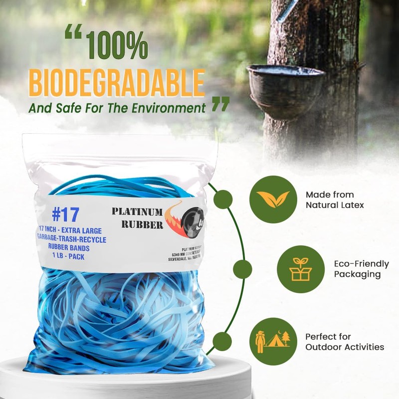 Garbage Trash Can Rubber Bands Blue Large Size 17" Inch