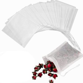 BLOOPIC Tea Bags Nylon Drawstring Bags (Pack of 100) Disposable Non-woven Tea Bags Tea Filter Bags Food Grade Material Tea Spice Packaging Bags Breathable and Moisture Proof Perfect for Tea Spices DIY