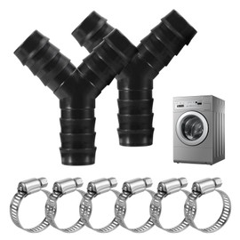 2 Pieces Dishwasher Washing Machine Drain Adapter, 3 Way Y Splitter Hose Fitting Couplings Drain Pipes Connection Accessories, Includes Three Retaining Clips Heat Resistant with Hoses 16-27mm