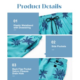 Milin Naco Mens Swim Trunks 5 inch Quick Dry Board Shorts with Zipper Pockets Mesh Lining Bathing Suit Beach Shorts