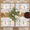 Linen Pastel Buffalo Check Plaid Spring Placemats Set of 4