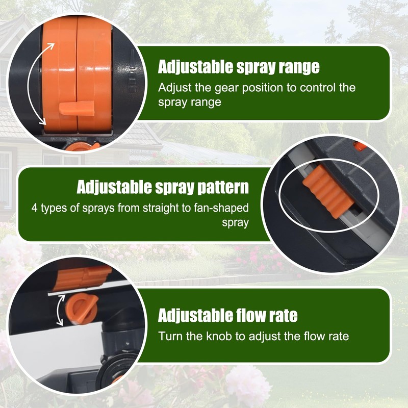 Mini Turbo Oscillating Lawn Sprinkler 16 Nozzles, Garden Sprinkler with
