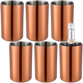 Potchen 6 Pack Wine Chiller Bucket Wine Bottles Cooler Bulk, Stainless Steel Double Wall Insulated Champagne Ice Bucket for Parties,Fits for 750 ml Bottles (Copper)