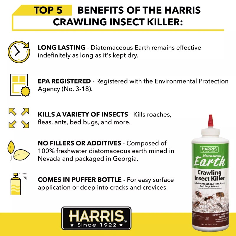 Harris Diatomaceous Earth Crawling Insect Killer, 9oz