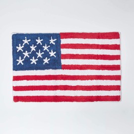 Homescapes 100% Cotton Washable Tufted Bath Mat USA Flag Stars and Stripes - 50 x 80 cm