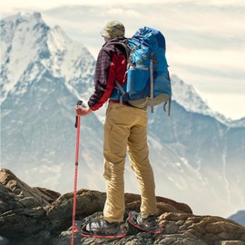 21/25Inch Snowshoes with Poles for Snowshoeing, All-Terrain Snow Shoes Kit with Adjustable Trekking Poles and Carrying Bag for Women Men (Red, 21 Inch)