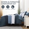 Navy Blue Striped Comforter Set King Size 7 Pieces Navy