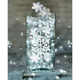 80 Floating Sparkling Snowflakes-Glitter Snowballs-Fills 2 Gallons for Your Vases-with Exclusive Measured Transparent Water Gels Floating Kit-Vase Decorations