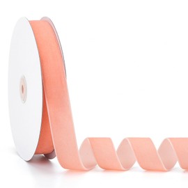 Jeuhoue Velvet Ribbon Peach,1 Inch x 20Yd,Perfect for Christmas Gift Wrapping,Floral Bouquets,Home Decor,Party DIY Decorations(1" x 20Yd Peach)