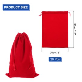 uxcell 20 Pcs Velvet Drawstring Bag, 8 x 12 Inch Jewelry Velvet Pouches Gift Bags for Wedding Party Favor Candy Jewelry Packaging Organizing Storage, Red