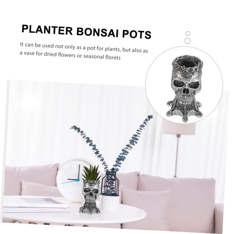 CAXUSD Skull Shaped Planter Pot Holder for Cacti Dried Flowers