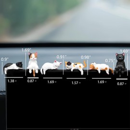 Cuworlis 5 Pcs Cat Car Interior Accessories Dashboard Decorations, Cute Car Dash Decor Rearview Mirror Ornament for Women Girl, Cat Lovers - Black