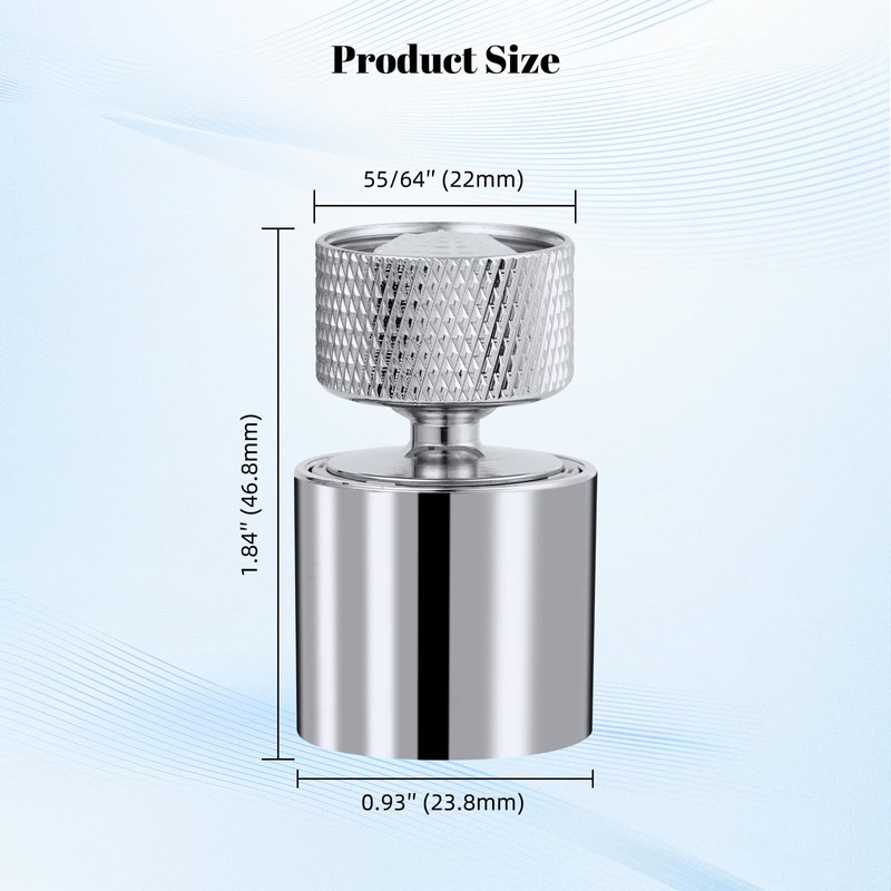 Hibbent Dual-function Metal Faucet Aerator, 2-Flow Big Angle Rotate Kitchen