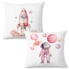 ignytiger Pink Space Nursery Decor Pillow Covers 18x18 Set of