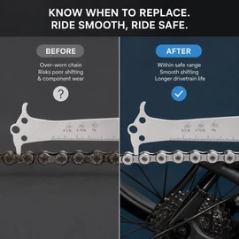Bike Chain Wear Indicator Tool for Maintenance – Stainless Steel Gauge Checker for MTB Road Bikes