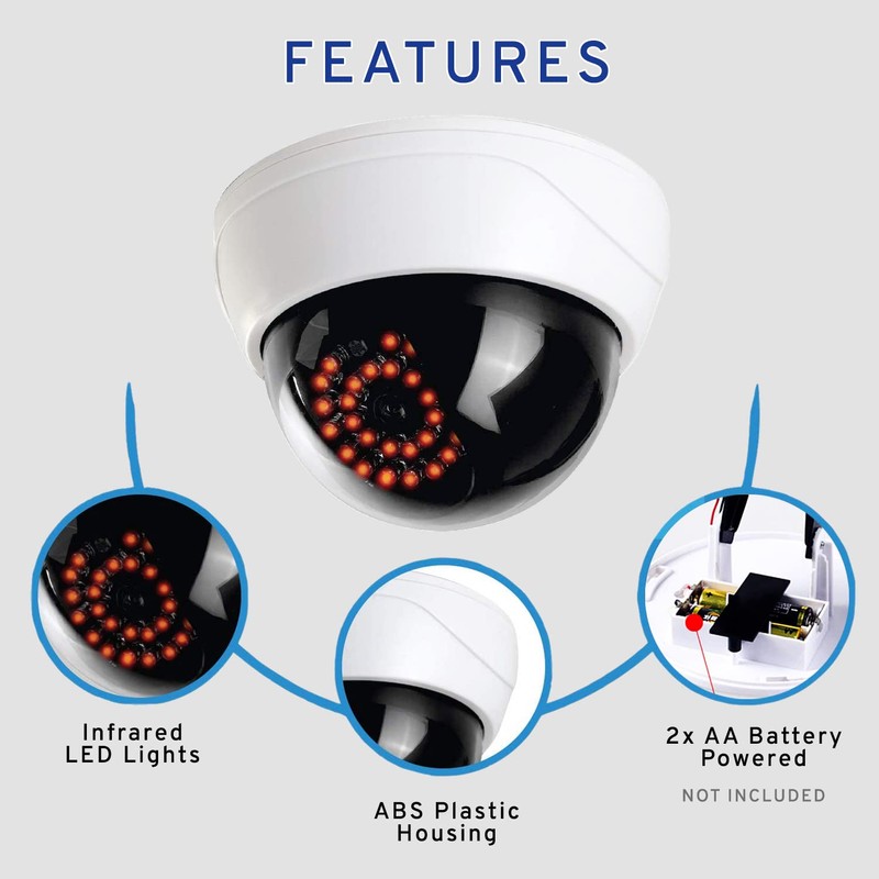 MaximalPower Fake CCTV Security Dummy Dome Camera with Red LED