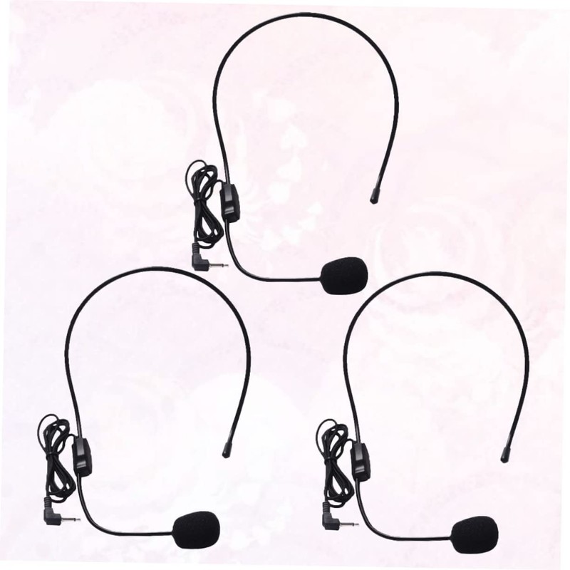 CORHAD 3pcs Head-Mounted Microphone for Voice Amplification Lightweight Wired Microphone