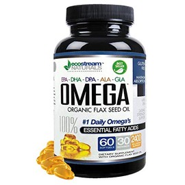Mezcla de Omega 3-6-9 con DPA, EPA, DHA, ALA y GLA y aceite de linaza orgánico, concentración superior a 2800 miligramos - Sin gluten - Fácil de...   