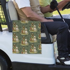 BCUANGD Dog Golf Towel - Retro Dog Puppy Golf Bag Accessories Towel, Trendy Preppy Disc Weave Waffle & Ball Towels with Carabiner Clip Birthady Gifts for Golfer Kids, 16"x24"