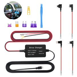 Upgraded Dash Cam Hardwire Kit, Micro USB Port Rear Hard Wire Kit Universal Dash Camera Charger Cord 12V-24V to 5V with Low Voltage Protection 10.8ft for Dashcam GPS Power Supply Radar Detectors