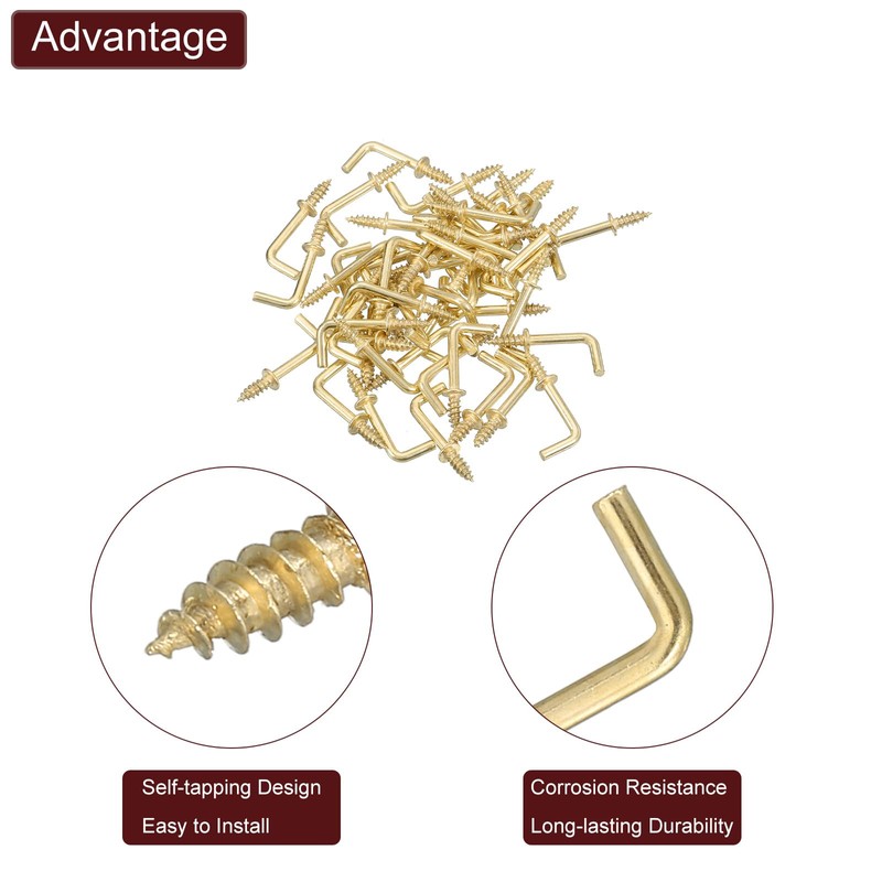QUARKZMAN Right Angle Hooks, 50 Pieces 1/2" L Shaped Screw