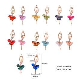 PandaHall 14 Pieces Crystal Ballerina Charms Inlayd Rhinestone Resin Ballet Dancer Pendant Hanging Large Pendant Alloy Pendant for Teen Women DIY Bracelet Necklace Jewellery Making