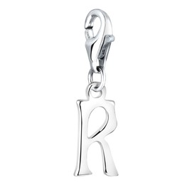 Nenalina Letter R Carabiner Charm Pendant for Charm Bracelet 925 Sterling Silver 713247-000, Sterling Silver