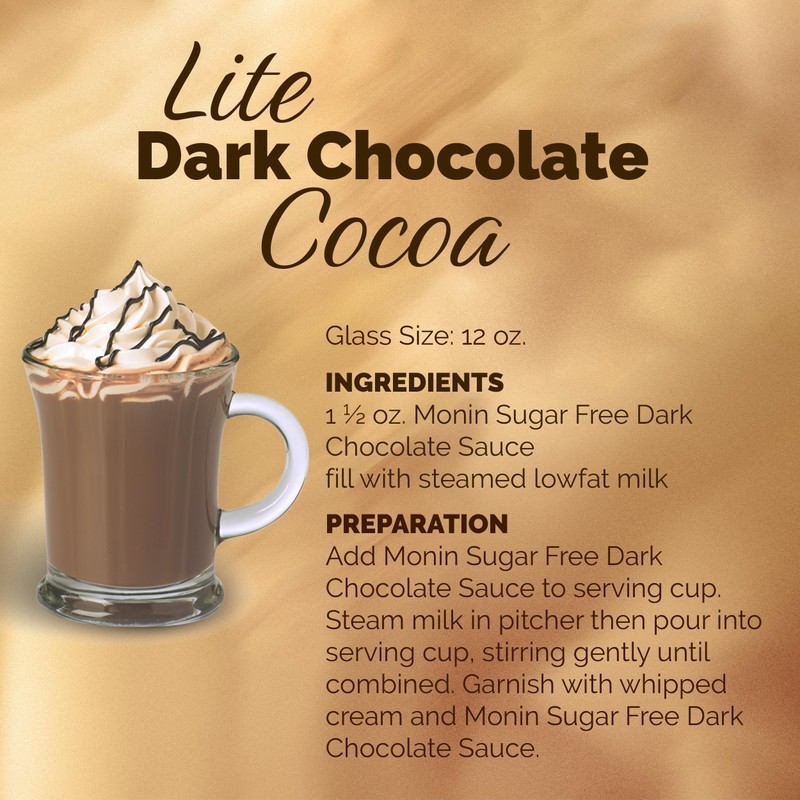 Monin - Sugar Free Dark Chocolate Sauce, Velvety and Rich,