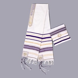 Tallit Prayer Shawl 72"x 22" with Bag For Men & Women (purple)