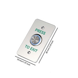 Push to Exit Button，DC12V Stainless Steel Door Bell Type Round Request to Exit Button Standard Size with LED Light，NC COM and NO Output for Door Access Control，