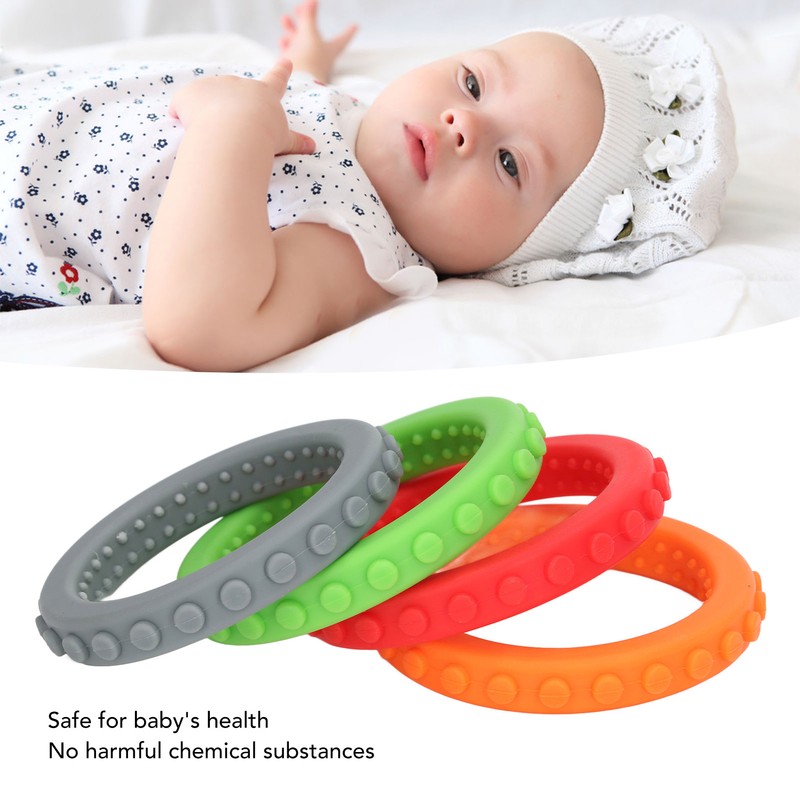 4pcs Baby Teethers Bracelet Silicone Refrigerable Heat Resistant Gum Relief