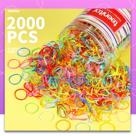 Teenitor Elastic Hair Bands, Small Hair Elastics, 2000pcs Multi Color Hair Ties, Hair Holder Elastic Rubber Bands for Girls, 11 Colors