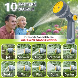 GEWIMI Retractable Garden Hose Reel, 1/2"x 60FT Heavy Duty Hose with 10 Spray Patterns - Leakproof, Durable & Compact Design for Garden Watering, Car Washing, Pet