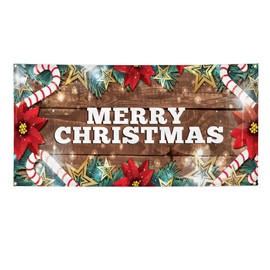 Vinyl Banner Multiple Sizes Merry Christmas Business B Holidays and Occasions Outdoor Weatherproof Industrial Yard Signs Brown 4 Grommets 12x30Inches