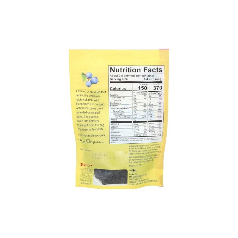 Mariani Premium Dried Wild Blueberries, 3.5 Ounce