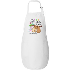 inktastic Easter Sloth with Bunny Ears- Funny Adult Apron White 2f086