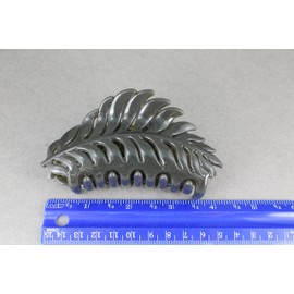 dark Gray leaf hair clip claw butterfly clamp 4 inches long open cut out leaves vine shiny plastic dark grey