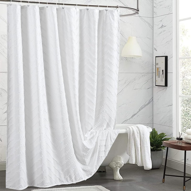 Extra Long Shower Curtains 72 x 84 Inches White Tufted