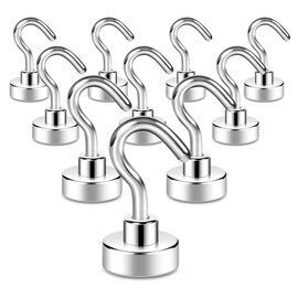 BANSHAN Extra Strong Magnet with Hook for Fridge,Heavy Duty Cruise Hook for Ceiling,Small Magnetic Holder for Van, Tool(Pack of 10)