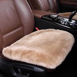OGLAND 2 Pack Fluffy Genuine Australia Sheepskin Car Seat Cover for Auto Interior Accessories with Soft Fuzzy Wool Eco-Friendly Natural Fur Non-Slip (Camel)