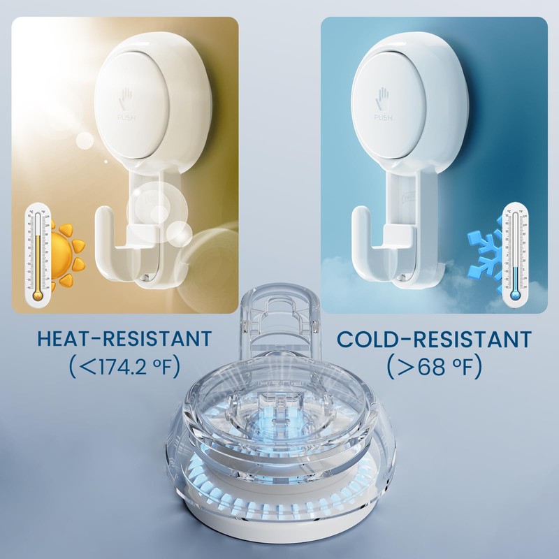 TAILI Bathroom Suction Hooks with Vacuum Suction Cups- No Drilling