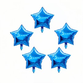 DOETYD 5PCS Blue Star Balloons, Star Shape Foil Balloons 18 Inch Star Balloons Helium for Birthday Valentines Anniversary Engagement Bridal Decoration