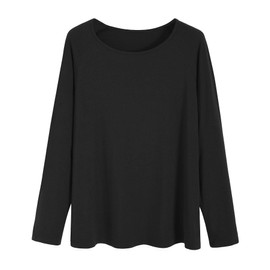 Latuza Women's Viscose Pajamas Top Long Sleeves Sleep Shirt L Black