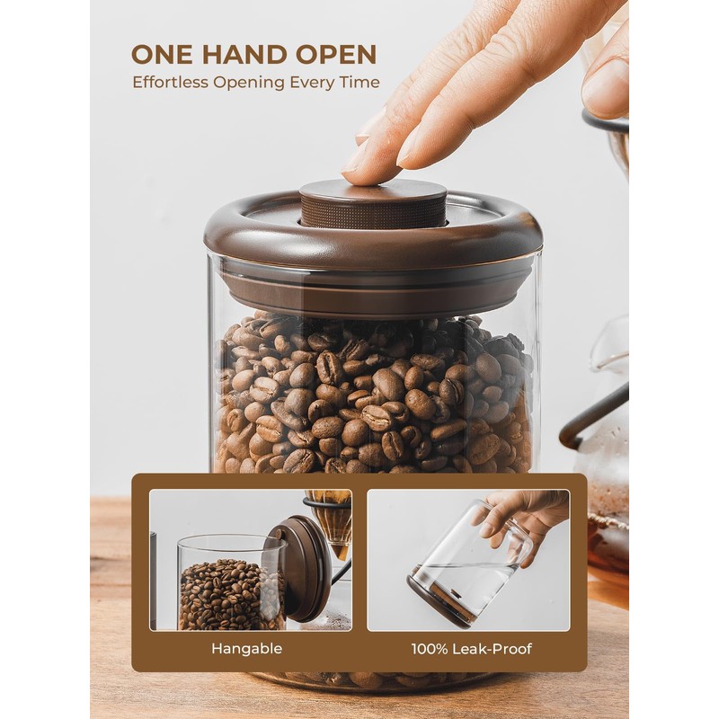 Tourdeus Glass Coffee Bean Jar – Pop Top Air Tight