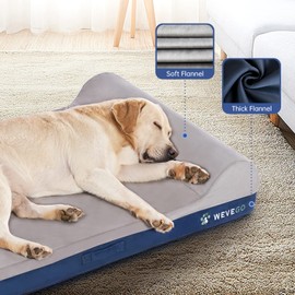 WEVEGO Orthopedic Dog Bed, Pillow Dog Bed with Thicken Gel Memory Foam Flannel Fabric, Durable Waterproof Liner & Removable Washable Cover with Non-Slip Bottom, Sizes Medium