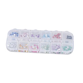 Healeved 3pcs Mixed Nail Rhinestones Art Decorations Color Flat Back Gems with Clear Container for Nail Art Designs and Crafts